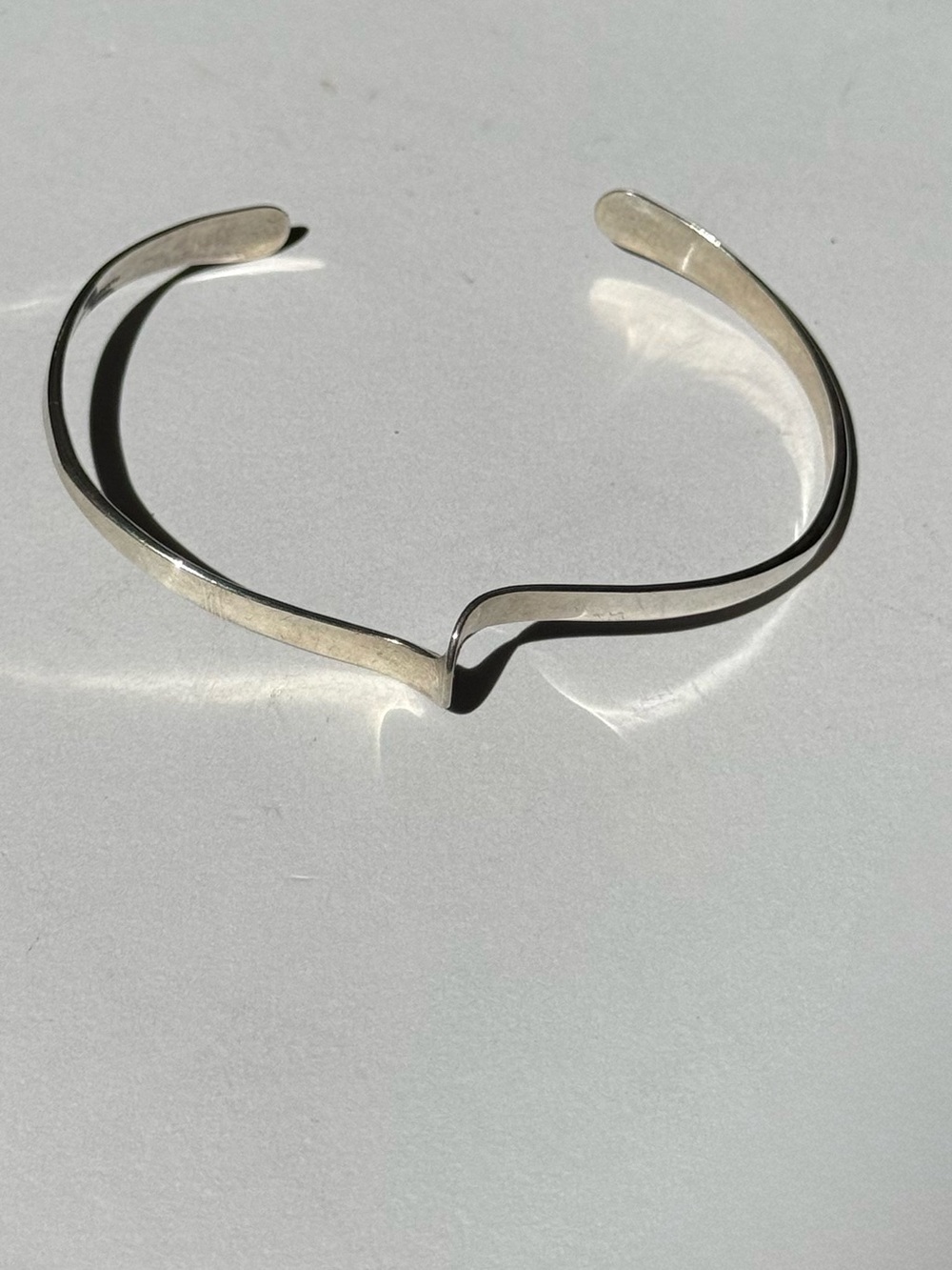 Sterling Silver Minimalist Open Cuff Twist Bracelet